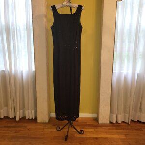 Molly Malloy Sparkly Lace Black Evening Dress, sleeveless, scoop neckline